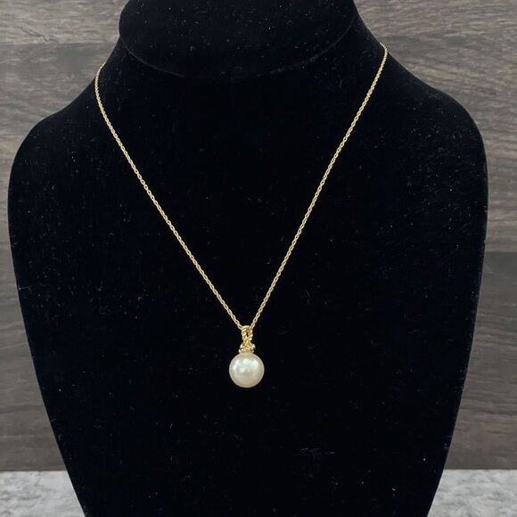 NWT Kate Spade Sailor's Knot Faux Pearl Pendant Gold Chain 17-20" Necklace $70 - Picture 7 of 8